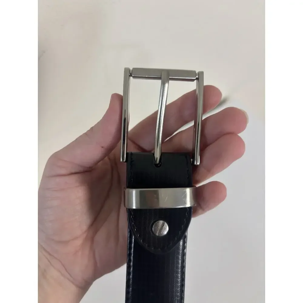 Dini Bardini Kid’s Black Genuine Leather Belt Size 44cm XS Silver Buckle